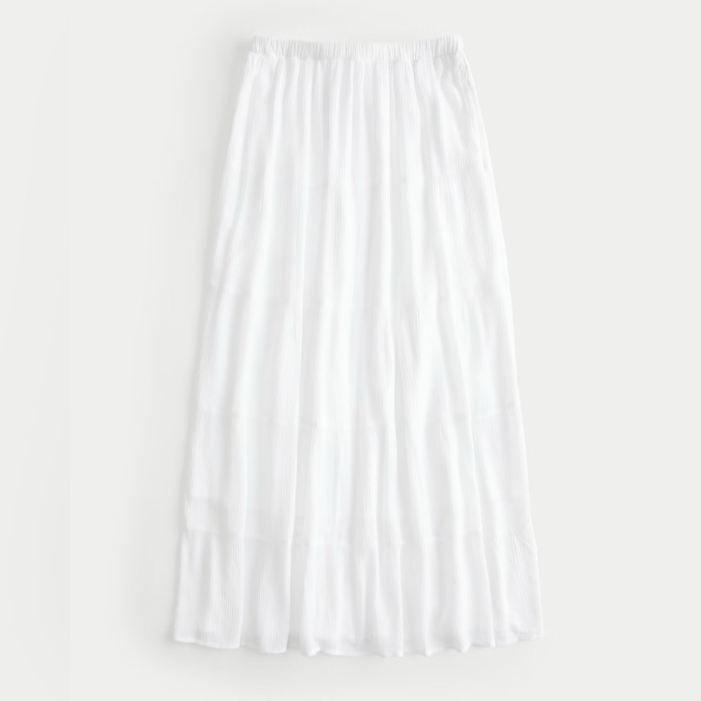 Hollister White Tiered Maxi Skirt